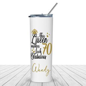 Birthday 70s Queen Tumbler,  Personalized (optional)